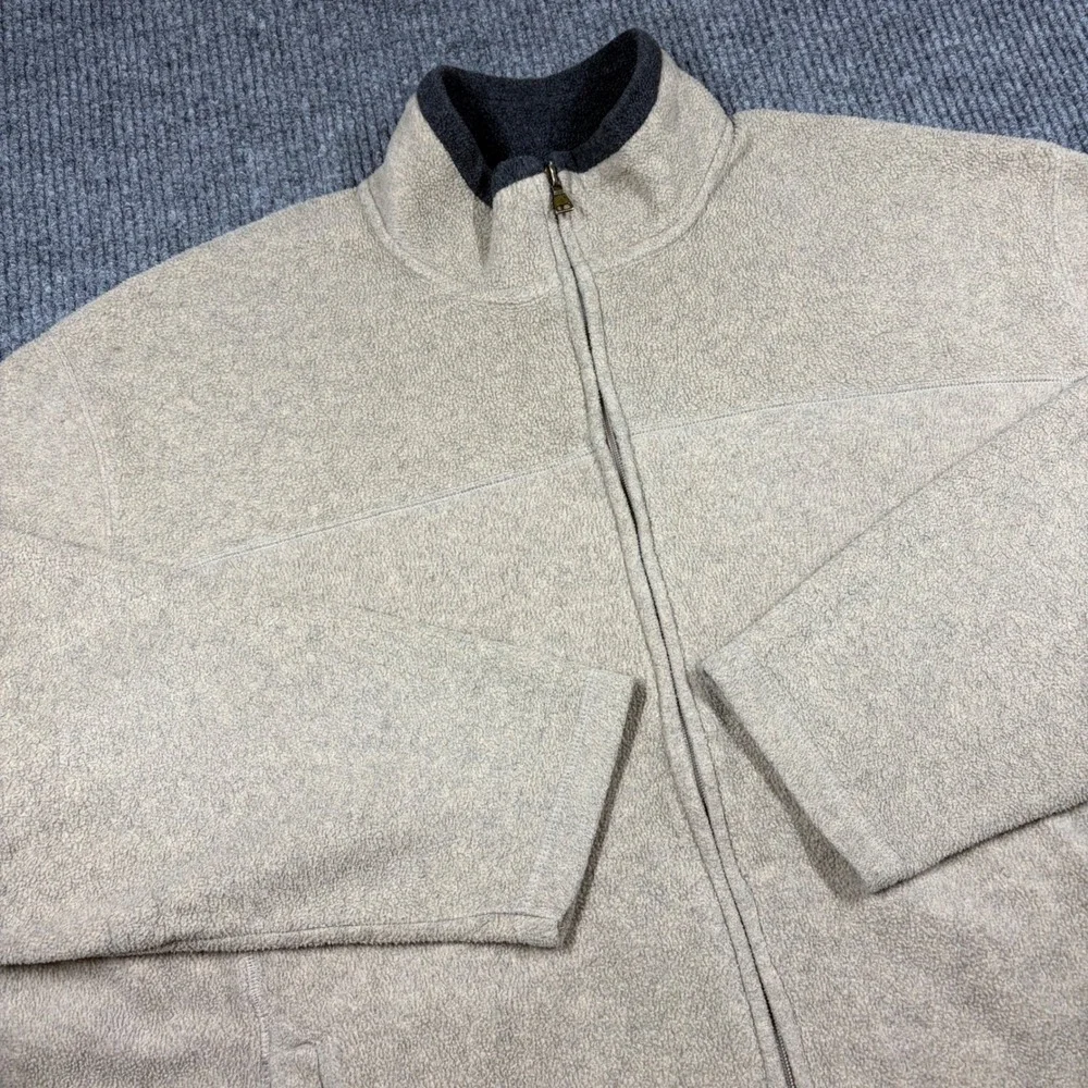 St Johns Bay Jacket Mens 3XL Fleece Tan Full Zip Mock Neck Tall Big and Tall